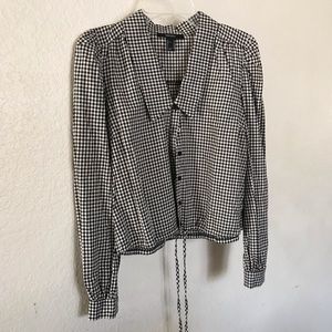 Black and white gingham blouse